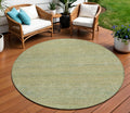 8 Wheat And Sage Round Striped Washable Indoor Outdoor Area Rug