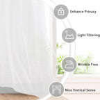Hiasan Off White Sheer Curtains With Tiebacks, Light Filtering Voile Textured Drape Lightweight Grommet Window Curtains For Bedroom, Living Room And Office, W42 X L90, Set Of 2 Soft Panels