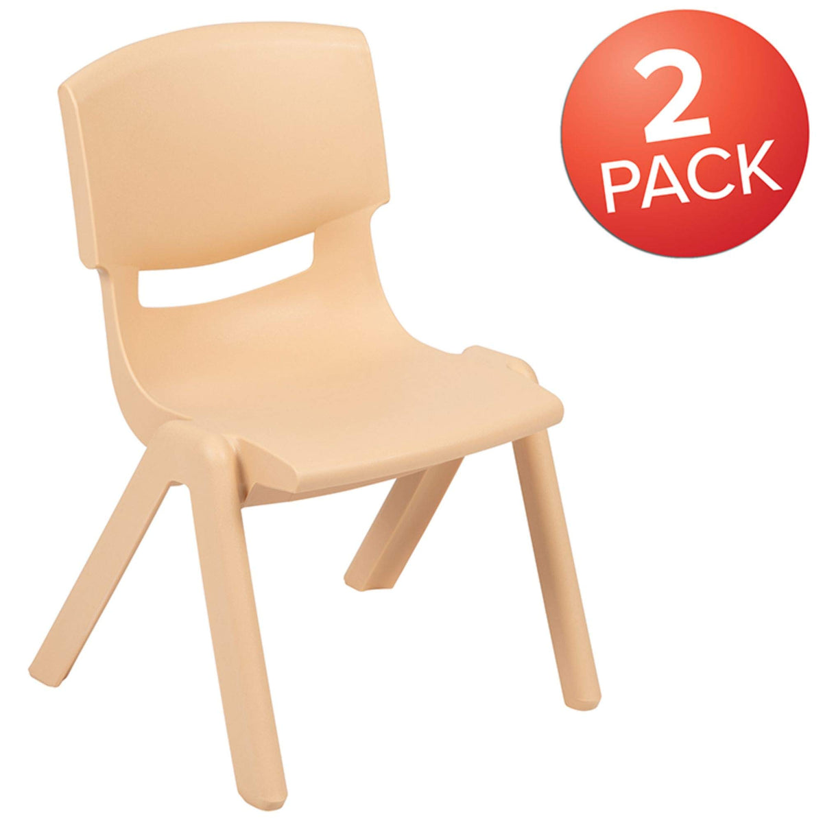 Flash Furniture Whitney 2 Pack Natural Plastic Stackable School Chair with 12&quot; Seat Height