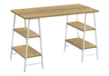 Monarch Specialties I 7529 Computer Desk, Home Office, Laptop, Storage Shelves, 48 L, Work, Metal, Laminate, Natural, White, Con