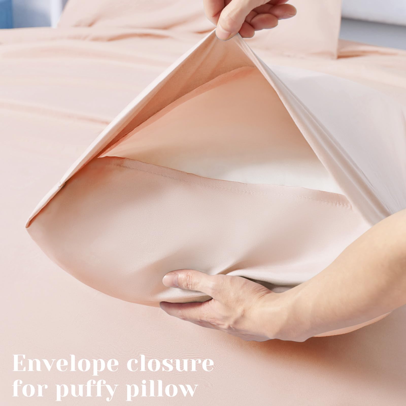 Bysure 6 Pieces Bed Sheets Set(Queen, Peach) - Hotel Luxury Super Soft 1800 Thread Count 100% Microfiber Sheets With Deep Pocket