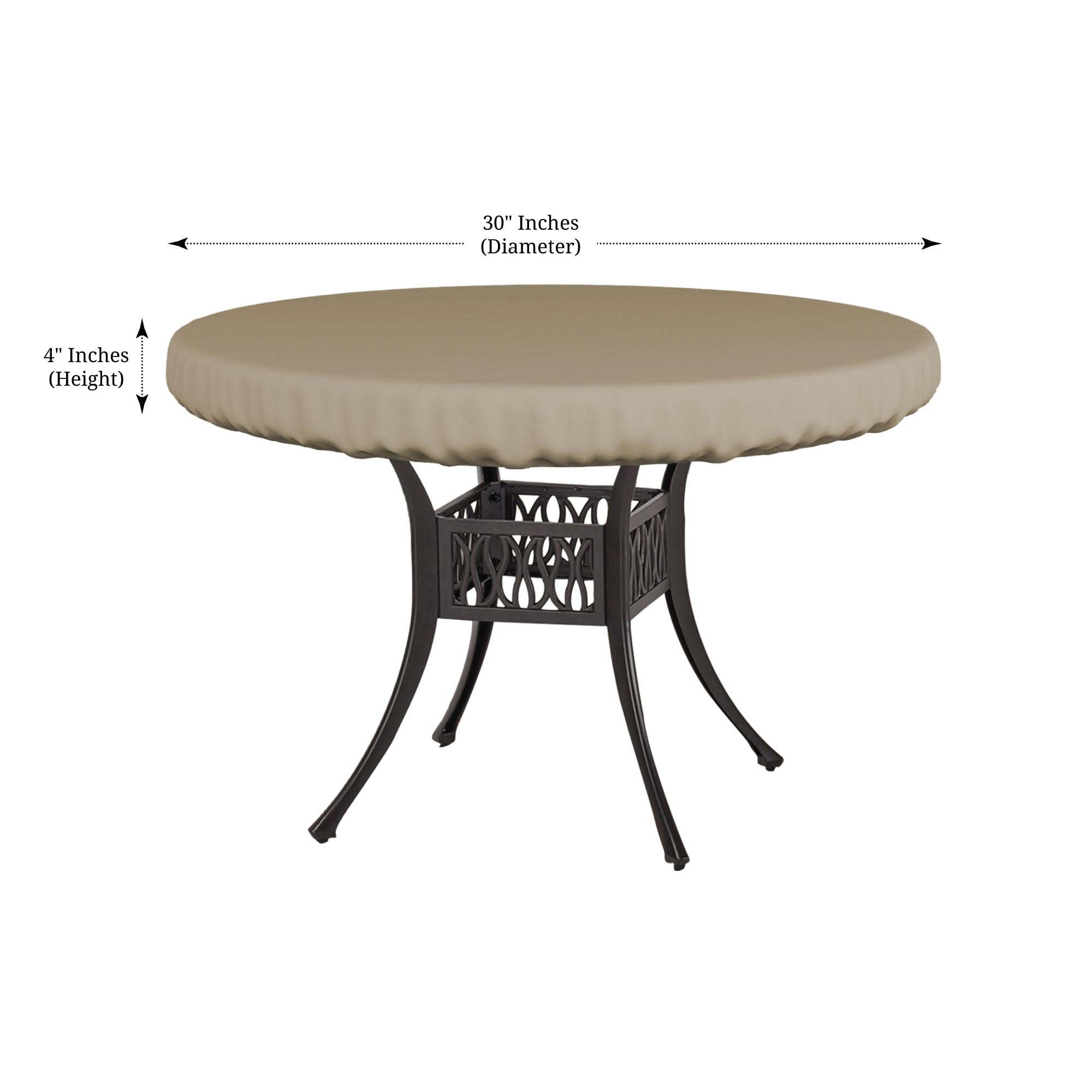 Covers & All Round Table Top Cover, 12 Oz Waterproof Uv & Weather Resistant Patio Table Cover, Outdoor Table Cover For Patio Outdoor Furniture & Coffee Table (30' Dia X 4' H Inches, Beige)