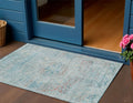 3 X 5 Sky Blue And Blush Medallion Washable Indoor Outdoor Area Rug