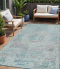 5 X 8 Sky Blue And Blush Medallion Washable Indoor Outdoor Area Rug
