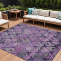 9 X 12 Eggplant Plum And Lavender Aztec Washable Indoor Outdoor Area Rug