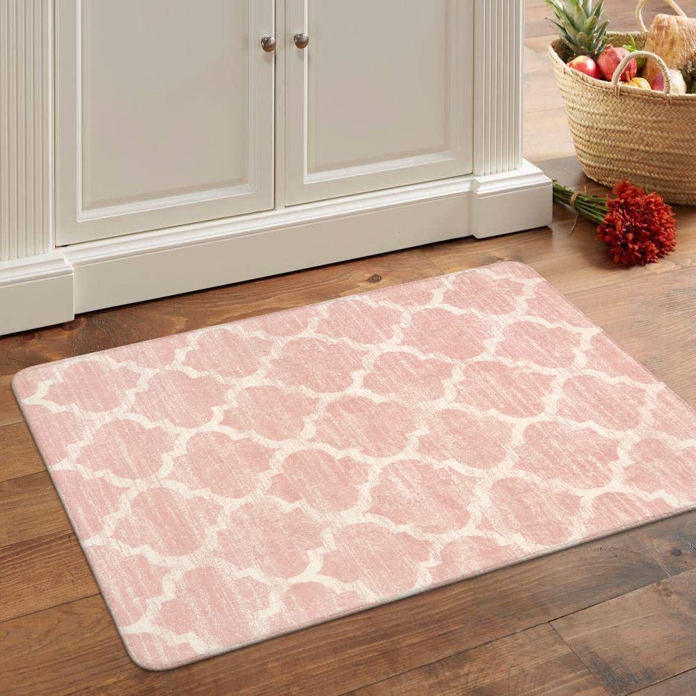 Lahome Moroccan Washable Kitchen Rugs - 2x3 Rugs for Entryway Non-Slip Bathroom Mats Pink Throw Kids Nursery Rug Small Soft Girl