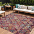 9 X 12 Rust Gold And Blush Aztec Washable Indoor Outdoor Area Rug