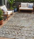 5 X 8 Brown And Beige Argyle Washable Indoor Outdoor Area Rug
