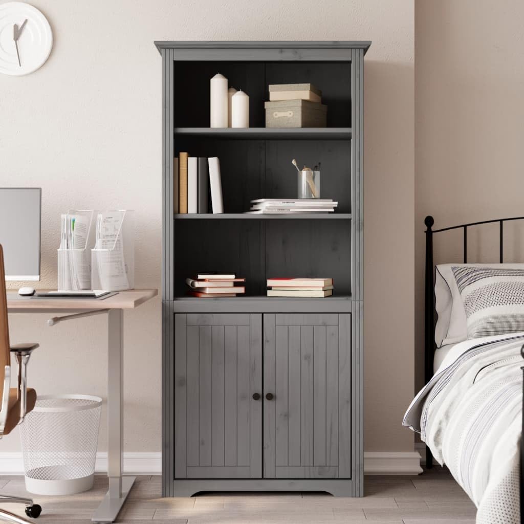vidaXL BODO Bookcase Solid Pine Grey 80x40x172 cm