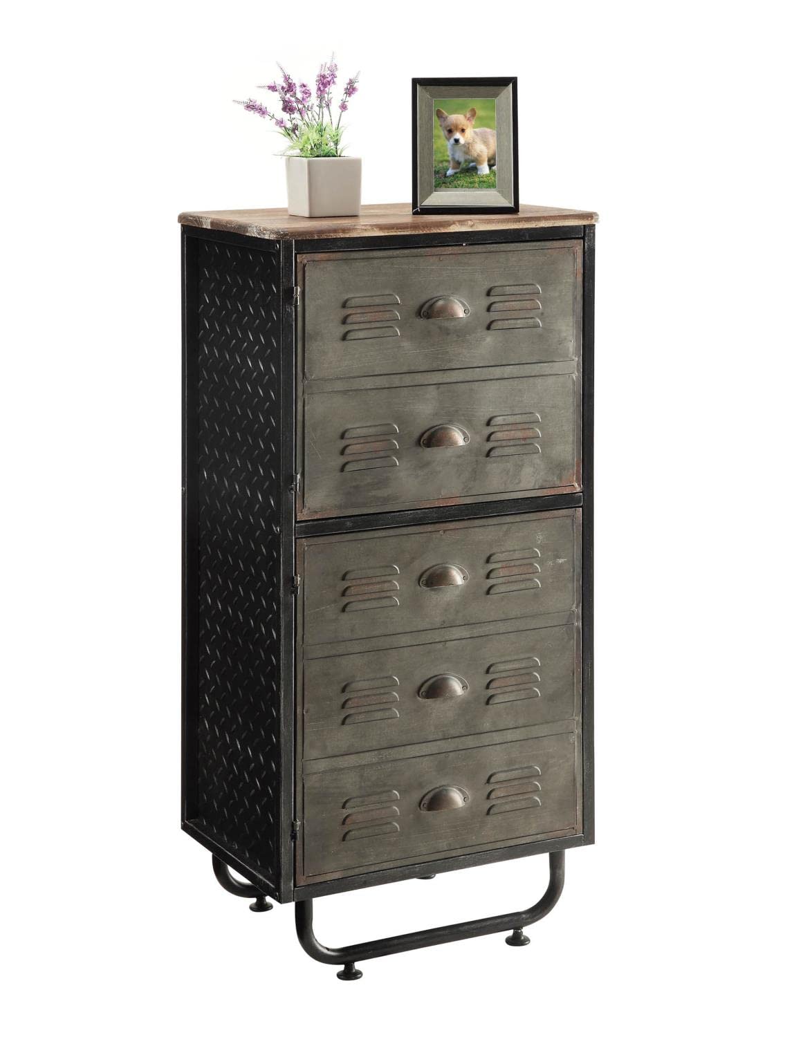 4D Concepts Industrial Bookcase, Natural Distressed Wood/Black/Grey