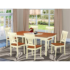 East West Furniture DOPL7-WHI-W 7 Piece Dining Table Set Consist of a Rectangle Dining Room Table with Butterfly Leaf and 6 Wood Seat Chairs, 42x78 Inch, Buttermilk & Cherry