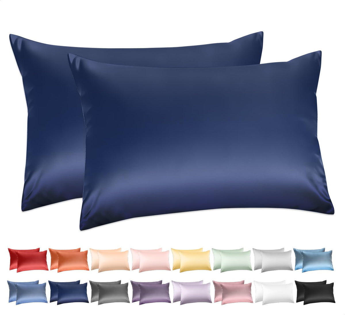 Standard Pillow Cases Set Of 2, Deep Dream 100% Cotton Standard Size Pillowcases Sateen Weave, 600 Thread Count Hotel Quality 20