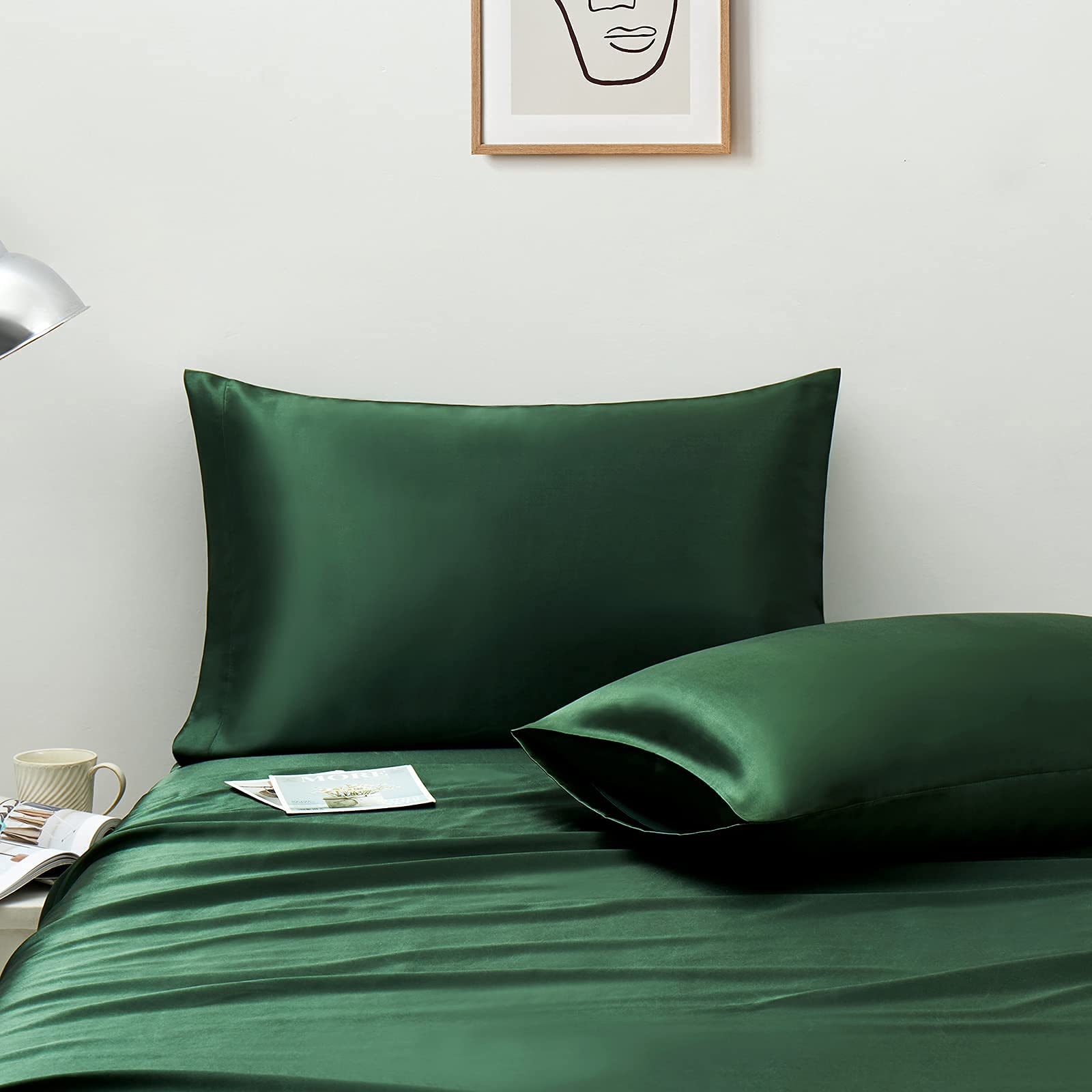 Ersmak Satin Pillowcase Queen Set Of 4, Ultra Soft & Silky Satin Pillow Cases For Hair And Skin, Wrinkle Fade Resistant Pillow C