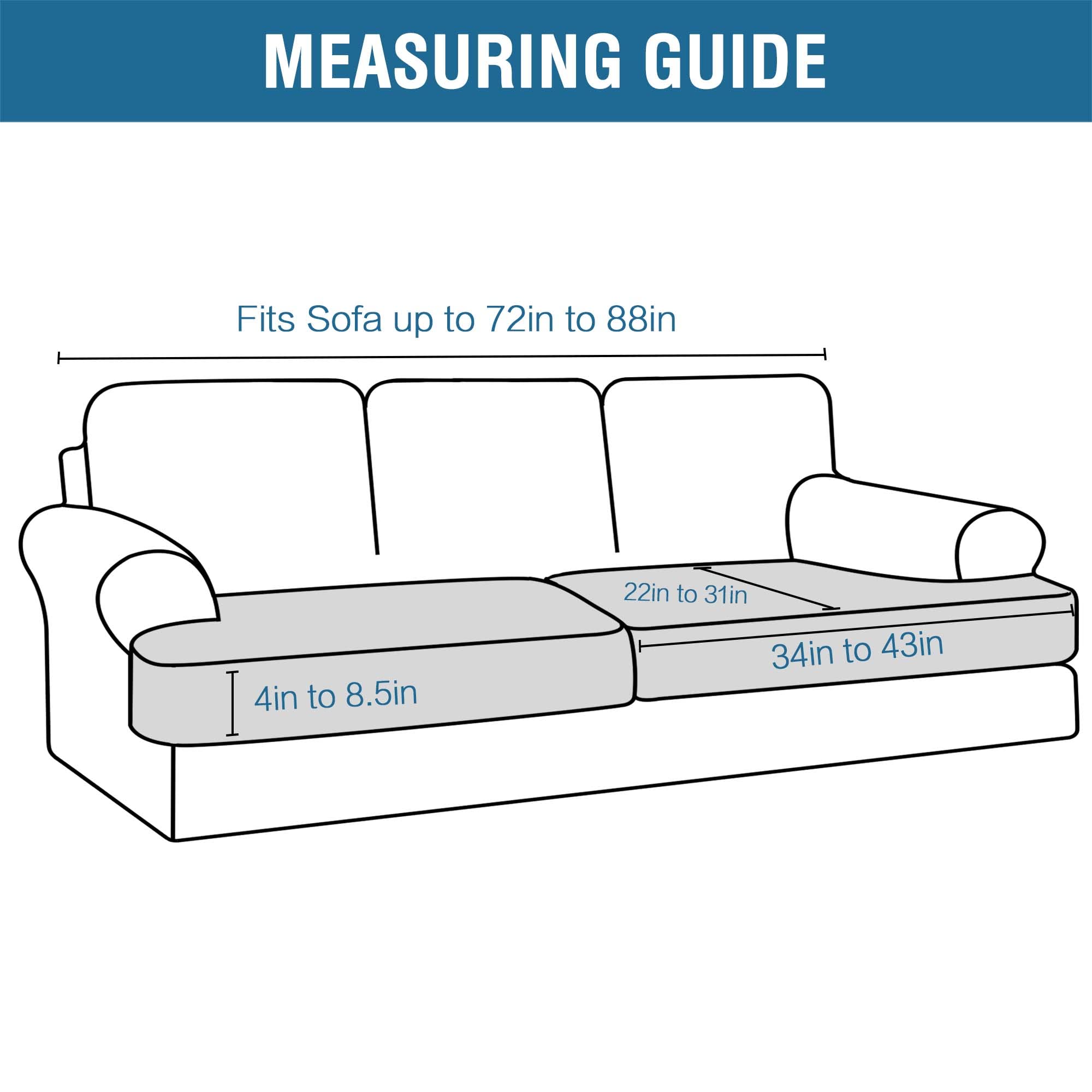H.Versailtex Stretch 2 Piece T Cushion Sofa Slipcovers Individually Sofa Cushion Covers For 2 Cushion Couch Sofa Seat Cushion Covers With Elastic Bands Featuring Thicker Jacquard Fabric, Dove