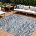 10 X 14 Blue And Silver Argyle Washable Indoor Outdoor Area Rug