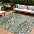 8 X 10 Olive Green And Ivory Argyle Washable Indoor Outdoor Area Rug