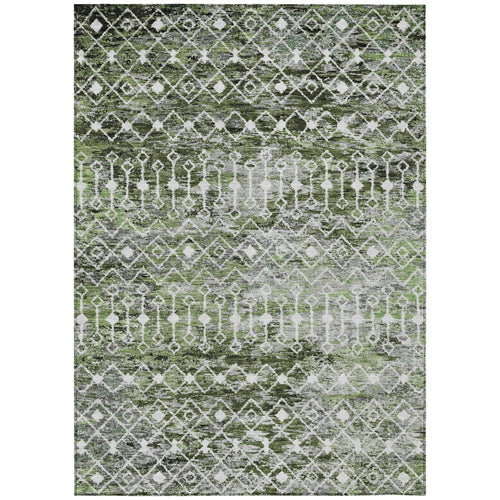 10 X 14 Olive Green And Ivory Argyle Washable Indoor Outdoor Area Rug