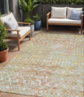 5 X 8 Peach And Ivory Argyle Washable Indoor Outdoor Area Rug