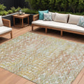 8 X 10 Peach And Ivory Argyle Washable Indoor Outdoor Area Rug