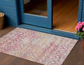 3 X 5 Pink And Ivory Argyle Washable Indoor Outdoor Area Rug