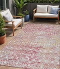 5 X 8 Pink And Ivory Argyle Washable Indoor Outdoor Area Rug