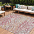 10 X 14 Pink And Ivory Argyle Washable Indoor Outdoor Area Rug