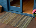 3 X 5 Brown And Gray Striped Washable Indoor Outdoor Area Rug