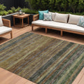 10 X 14 Brown And Gray Striped Washable Indoor Outdoor Area Rug