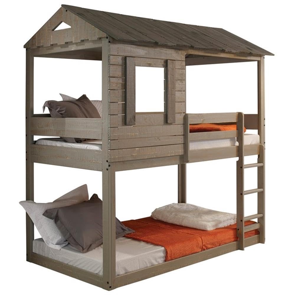 Acme Furniture Darlene Farmhouse Wood Twin Over Twin Bunk Bed in Rustic Gray