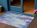 3 X 5 Blue Peach And Sky Blue Abstract Washable Indoor Outdoor Area Rug