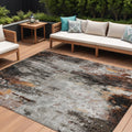 8 X 10 Gray Rust And Ivory Abstract Washable Indoor Outdoor Area Rug
