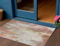 3 X 5 Tan Mauve And Ivory Abstract Washable Indoor Outdoor Area Rug