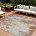 8 X 10 Tan Mauve And Ivory Abstract Washable Indoor Outdoor Area Rug