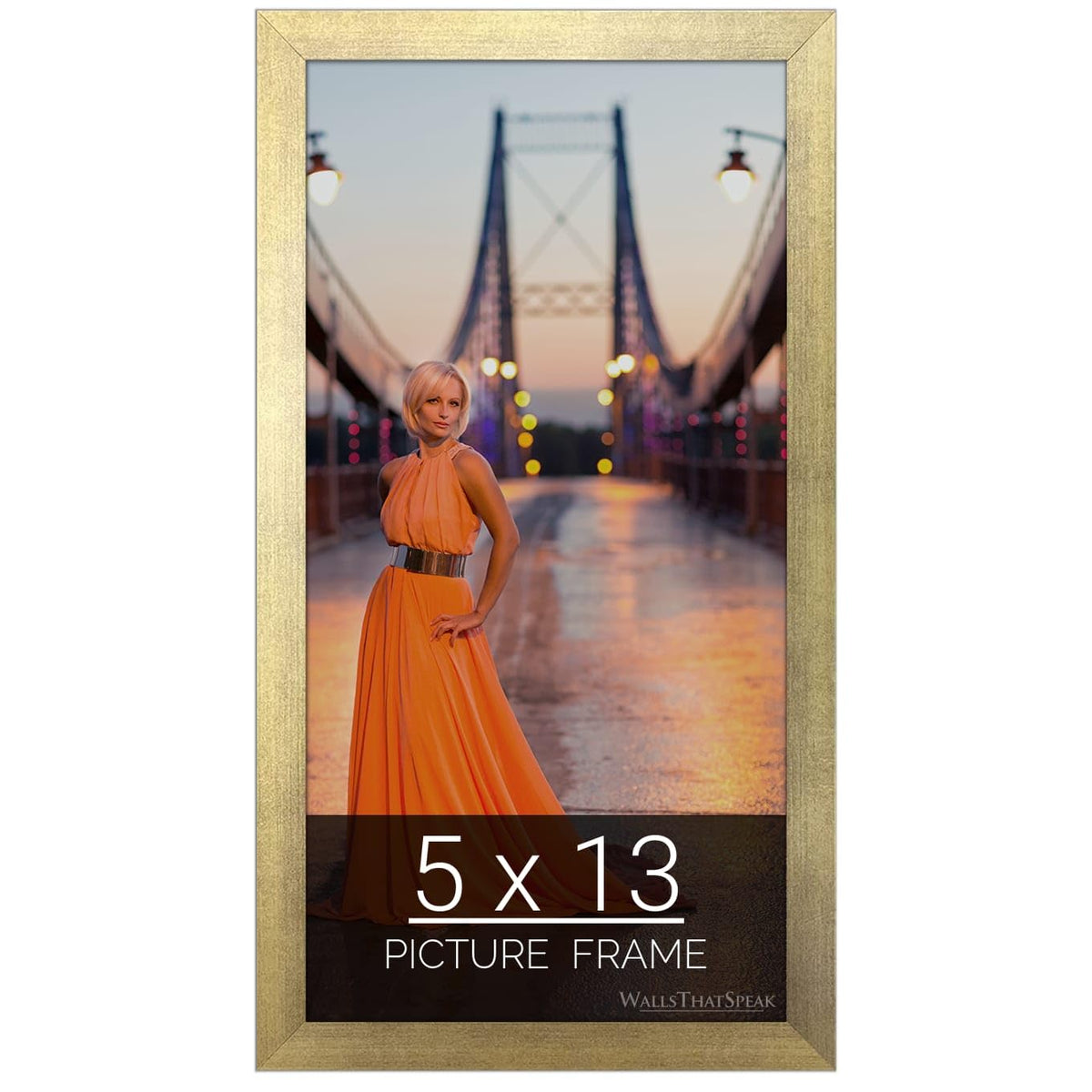 wallsthatspeak 5x13 Gold Picture Frame for Puzzles Posters Photos or Artwork