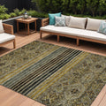 9 X 12 Gray Gold And Brown Medallion Washable Indoor Outdoor Area Rug