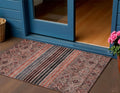 3 X 5 Rust Gray And Salmon Medallion Washable Indoor Outdoor Area Rug