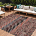 9 X 12 Rust Gray And Salmon Medallion Washable Indoor Outdoor Area Rug