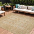 10 X 14 Beige And Rust Floral Medallion Washable Indoor Outdoor Area Rug