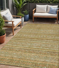 5 X 8 Artichoke Green Gold And Beige Southwestern Washable Indoor Outdoor Area Rug