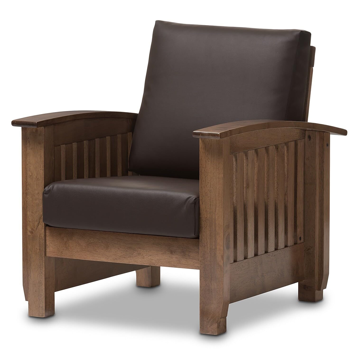 Baxton Studio Charlotte Faux Leather Chair, Dark Brown and Walnut Brown (125-6900-HiT)