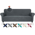 Znsayotx Oversized Super Stretch Couch Cover (91'-110'), New Striped Sofa Covers Comfortable & Durable, Dog Cat Pets Friendly Extra Large Spandex Sofa Slipcovers (Dark Grey, Xl Sofa)