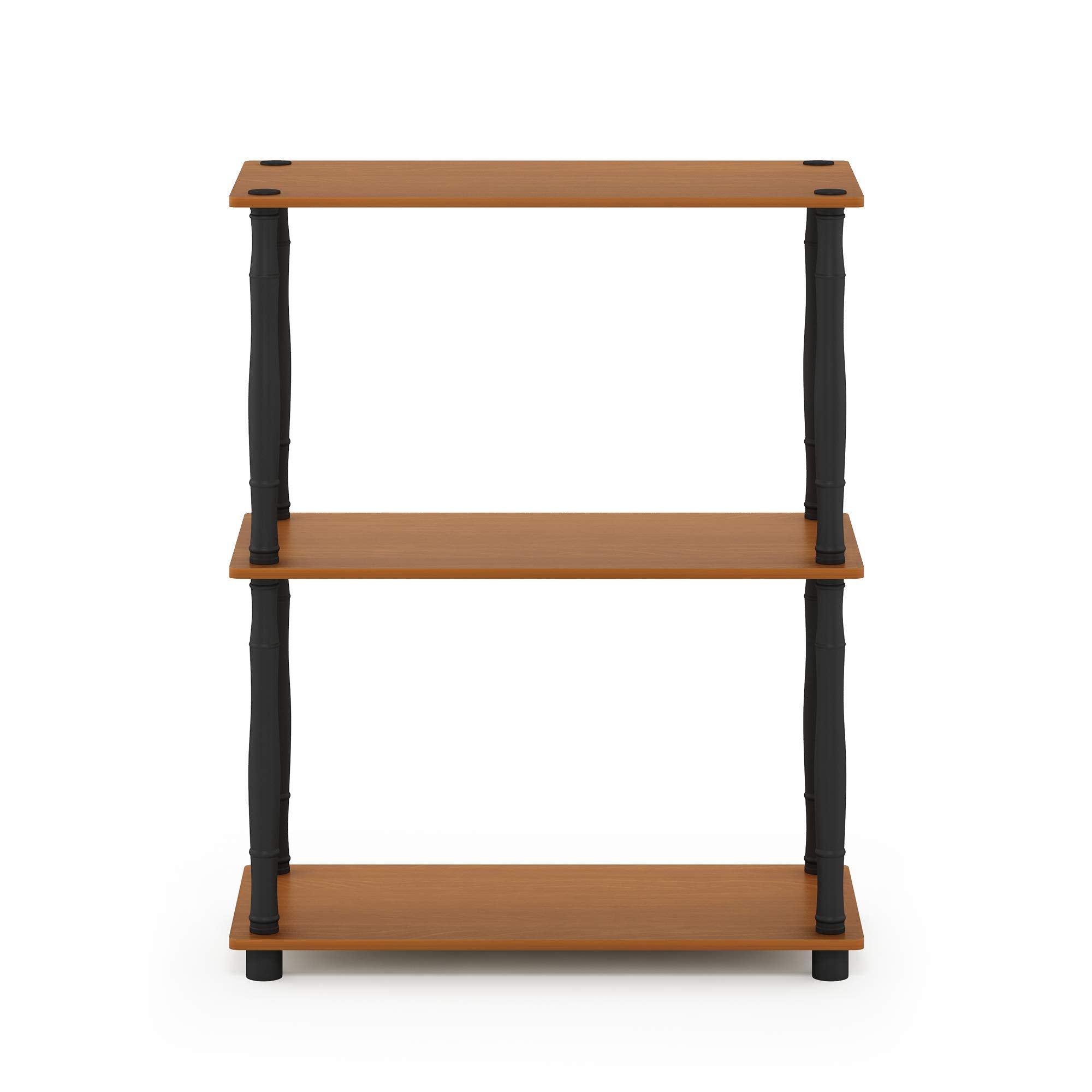 Furinno Turn-N-Tube 3-Tier Compact Multipurpose Shelf Display Rack With Classic Tube, Light Cherry/Black