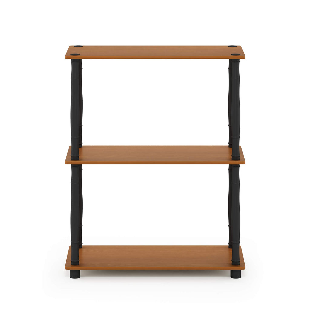 Furinno Turn-N-Tube 3-Tier Compact Multipurpose Shelf Display Rack With Classic Tube, Light Cherry/Black
