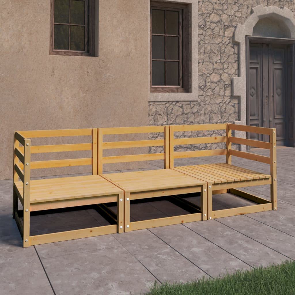 vidaXL Solid Pine Wood 3 Seater Garden Sofa Patio Sofa Outdoor Patio Furniture Outdoor Patio Sofa