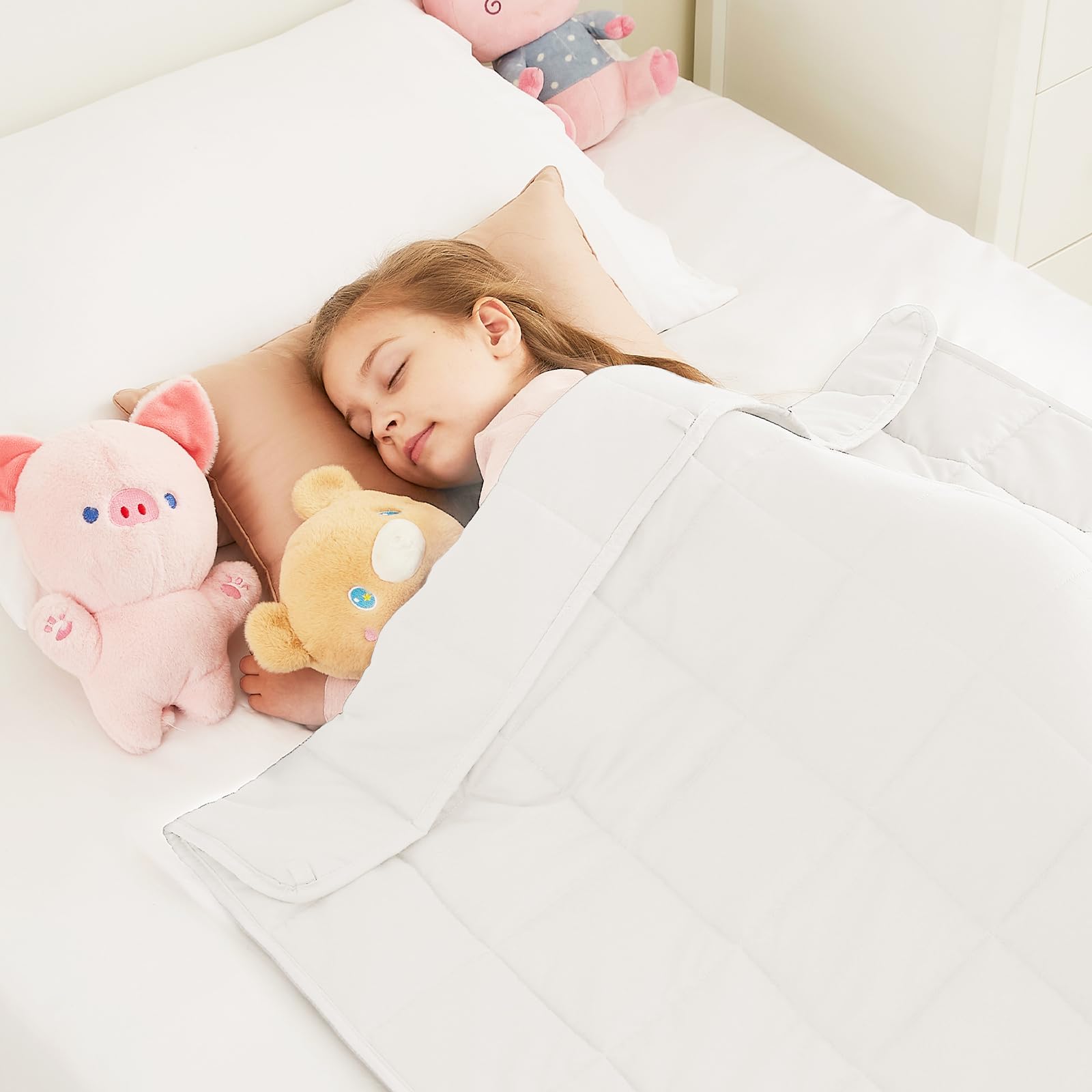 HOSUKKO Weighted Blanket - 7 lbs White Heavy Blanket - Breathable Blanket(41 * 60 inches, 7 lbs)
