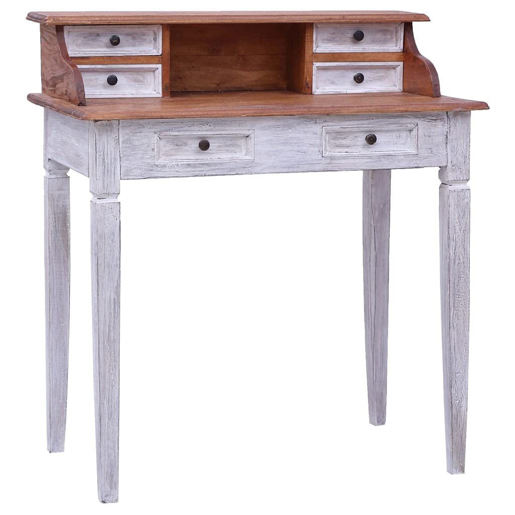 vidaXL Reclaimed Wood Writing Desk- Rustic Charm, Ample Storage with Drawers and Compartment, Suitable for Office or Living Room