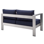 Modway Eei-4223-Slv-Nav Shore Sunbrella Patio Left-Arm In Silver Navy, 53 X 27.5 X 25