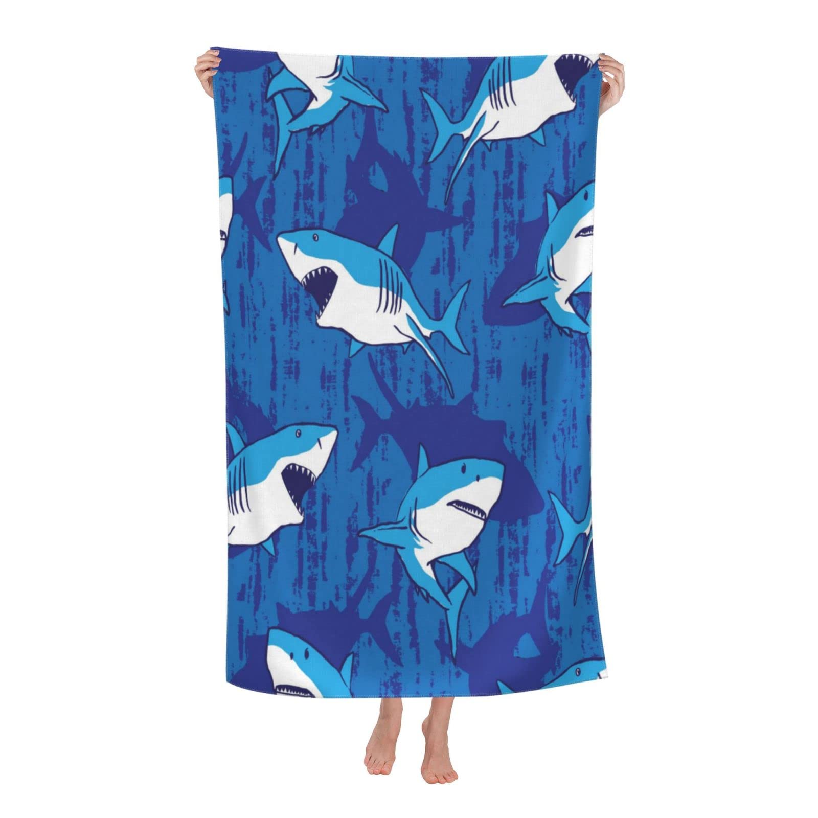 Shark Beach Towel for Boys, Personalized Beach Towels for Kids Microfiber Beach Towels Bulk,Cute Beach Towel Oversized Clearance