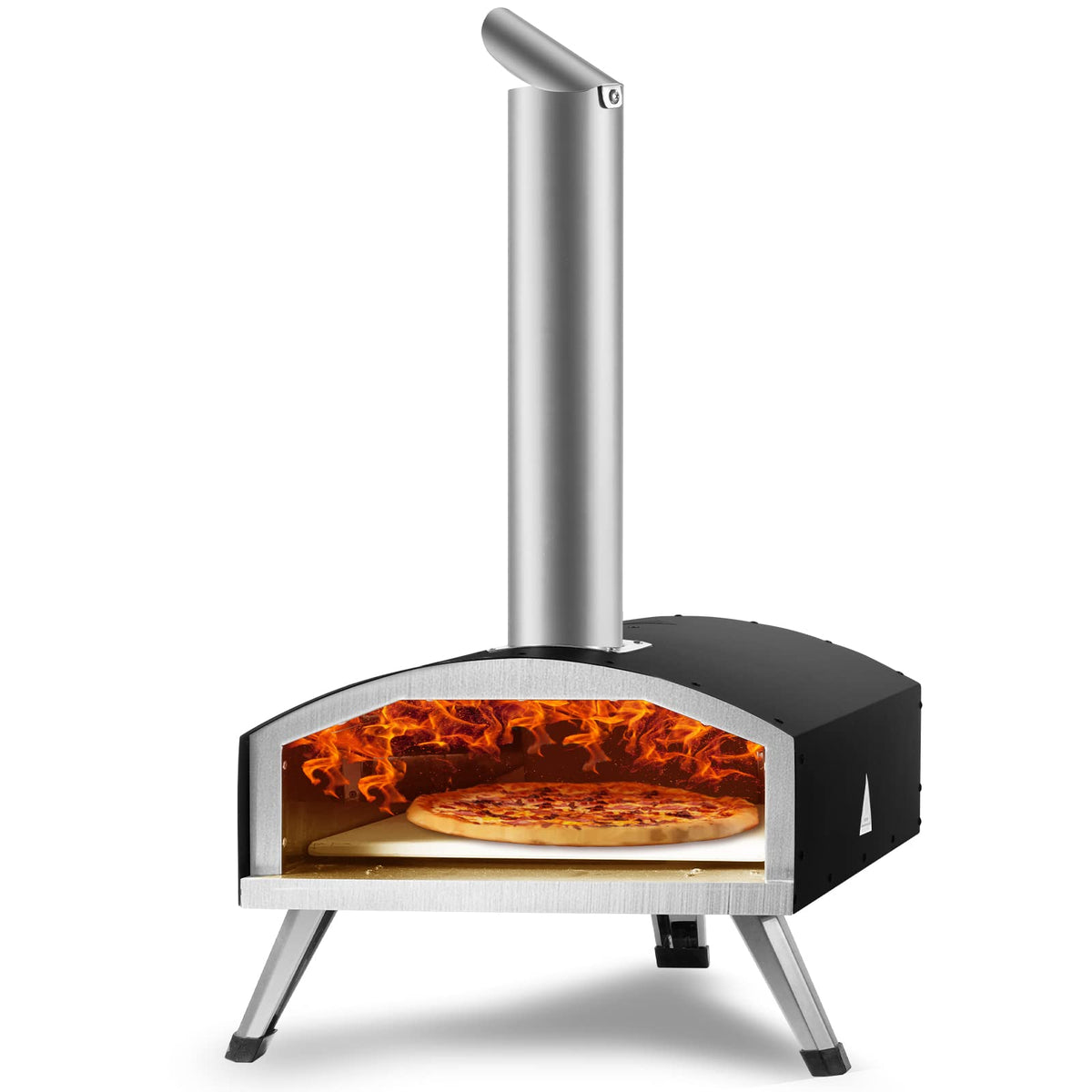 Vevor Outdoor Pizza Oven, 12-Inch, Wood Pellet And Charcoal Fired Pizza Maker, Portable Outside Stainless Steel Pizza Grill With
