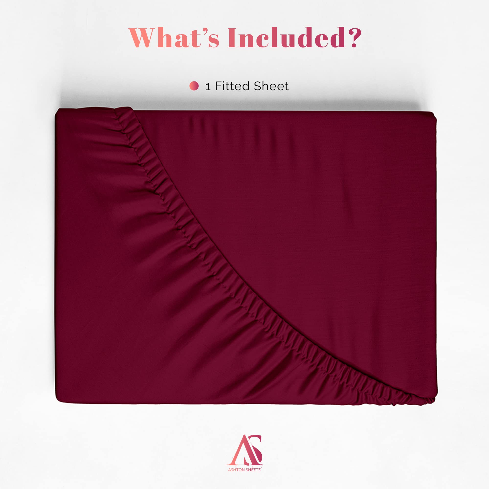 Ashton Sheets Luxury Egyptian Cotton Twin Fitted Sheet Only - 1000 Thread Count Twin Deep Pocket Fitted Sheet, Extra Long Staple